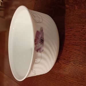 Hansa Opalware Milk Glass Floral Serving Bowl